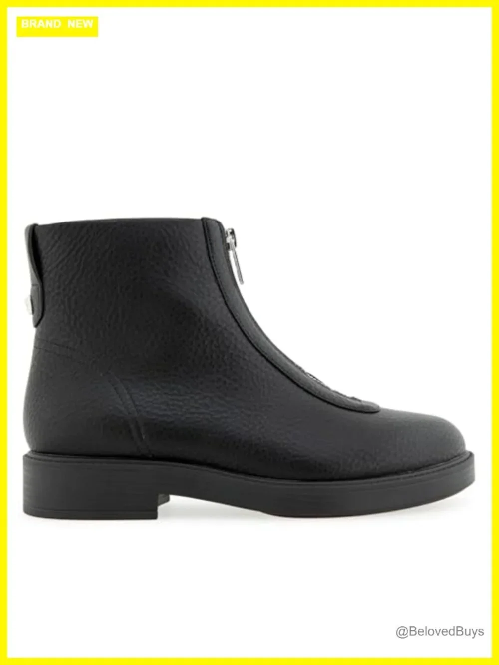 Faux Leather Ankle Booties Low Block Heel Front Zip OrthoLite